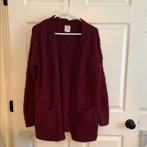 Hippie Rose Deep Red Open-Front Cardigan